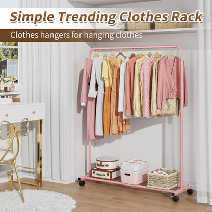 Simple Trending Clothes Clothing Garment Rack, Clothes Organizer, Pink - color: Pink, size: 14.75"D x 43.5"W x 54.25"H