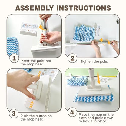 Hands Free Flat Mop, Zero Touch Gap Dust Cleaner & Locking Head