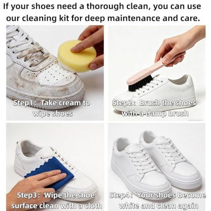 Liecho White Shoe Cleaner Cream – No-Wash Solid Cleaning Paste with Cloth & Shoe Brush Included – Multipurpose White Shoe Cleaner for Leather Sneakers, Soles, Canvas, Bags
