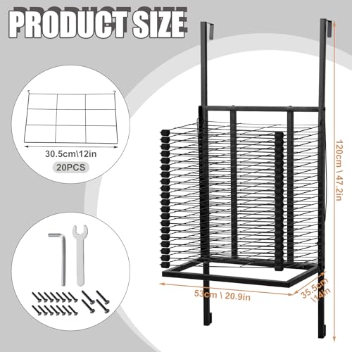 Feifeiya 20 Shelves Over the Door Art Drying Rack for Classroom Stack Racks Painting Doors Metal Painting Drying Rack Canvas Storage Stack Stand for Art Studio