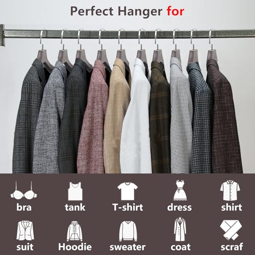 DEDU Suit Hangers for Men 20 Pack, Extra Wide Suit Hanger Non Slip Width 17.7", Thick Plastic Coat Hangers Brown with Metal Hook - color: Brown-20