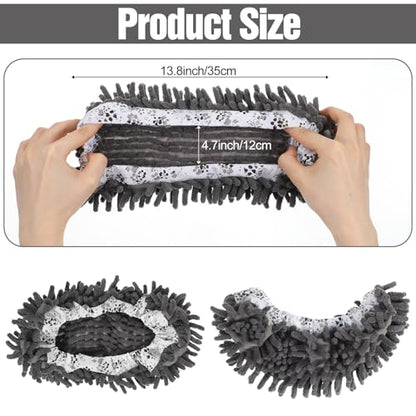 10 Pcs Mop Slippers Socks Floor Cleaning, 5 Pairs Microfiber Shoe Covers Dust Soft Washable Reusable Foot Socks for Woman Man House Kitchen (Grey)