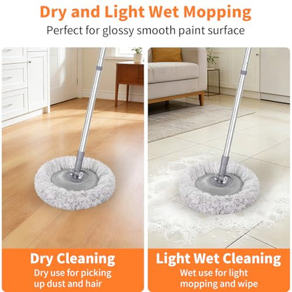 Wall Mop for Painted Walls, Wall Cleaner Mop with 104''/ 62" Long Handle, Dry Mop for Wall Floor Ceiling Cleaning, 2 Reusable Pads (Grey) - size: 62 in / 157 cm