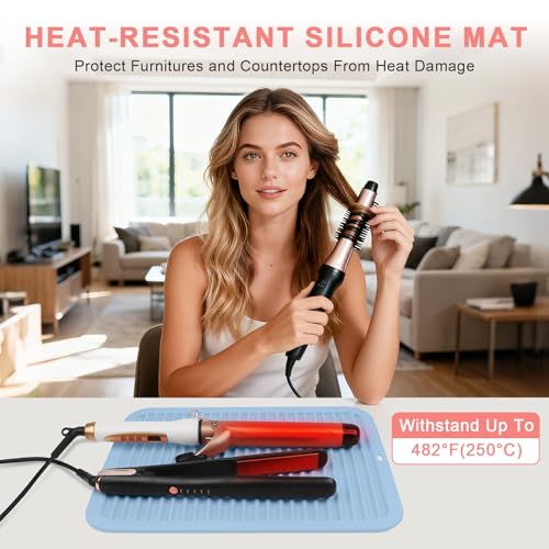 AMIJEAL Oversize Silicone Heat Resistant Mat for Hair Tools(14.2" x 11") - color: Blue