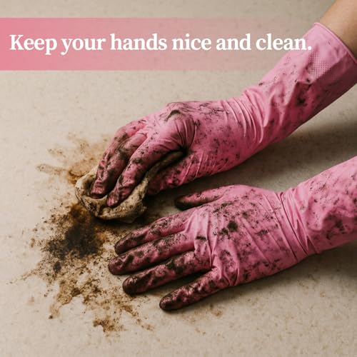 50 Counts 16" Long Disposable Nitrile Gloves,Pink,M - color: Pink, size: Medium