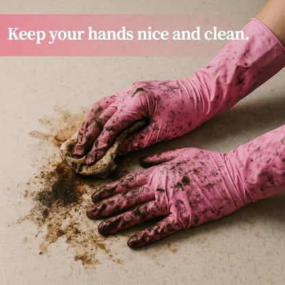 50 Counts 16" Long Disposable Nitrile Gloves,Pink,M - color: Pink, size: Medium