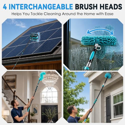 Adjustable 24FT Water Fed Pole Cleaning Kit with 4 Brush Heads