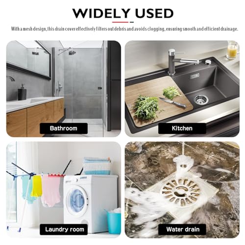 DOITOOL Bathroom Sink Strainer 3Pcs Hair Catcher Shower Drain, Bathtub Drain Cover, Sink Tub Stopper, Deep Stainless Steel Strainer for Bathroom, Fit Hole Size from 1.25 to 2.17
