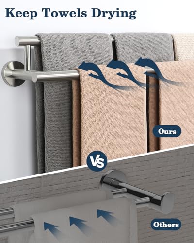 Alise Double Towel Bar,28" Towel Racks for Bathroom Wall Mounted,Nickel - color: Brushed Nickel, size: 28-Inch (2-Bars)