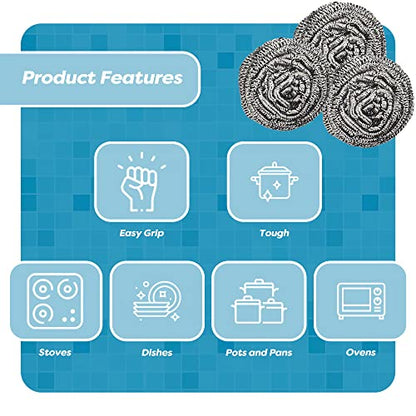 12 Pack Stainless Steel Scourers by Scrub It – Steel Wool Scrubber Pad Used for Dishes, Pots, Pans, and Ovens. Easy scouring for Tough Kitchen Cleaning. (XX Large (100 gram)) - size: XX Large (100 gram)