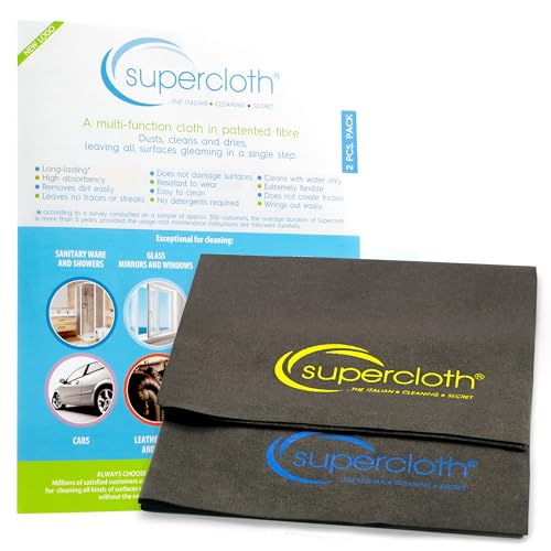 Supercloth® Premium Microfiber Cleaning Cloth for All-Purpose, Lasts Over 5 Years, Glasses Cleaning Cloth, Microfiber Cloth for Cars, Magic Reusable Cloth Streak-Free 100% Made in Italy (2pk) - size: 2