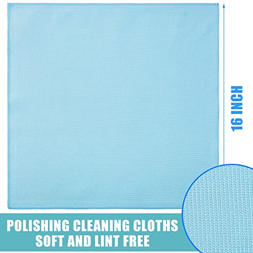 Tatuo 18 Pcs Microfiber Glass Cleaning Cloth,16 x 16 Inch,Blue Gray - color: Blue