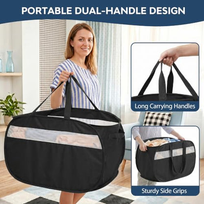 100L Collapsible Laundry Baskets, Foldable Dual Handle Laundry Hamper Black - color: 100L Black