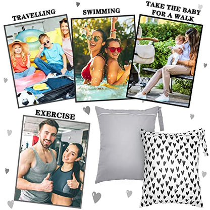 Shappy 2 Pack Wet Dry Bag Travel Laundry Waterproof,Solid Gray, Heart - style: Solid Gray, Heart