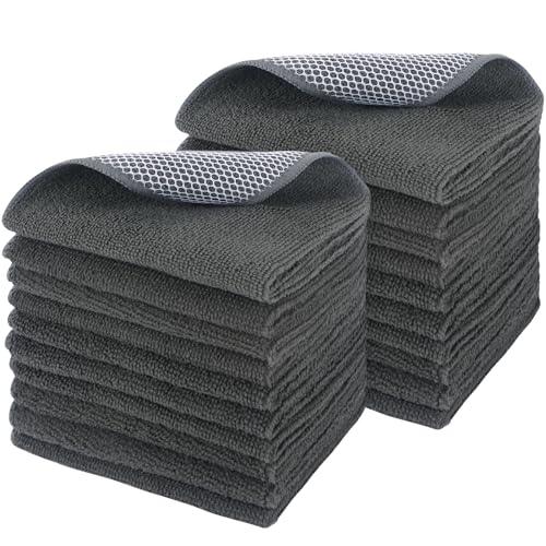 SINLAND Dish Cloth for Washing Dishes Kitchen Washcloth Cleaning Cloth - color: Dark Grey, size: 12inchx12inch 20pack