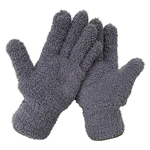 2pcs Microfiber Dusting Gloves, Reusable Coral Fleece Housework Absorbent Gloves, Suitable for Boats, RVs, Swimming Pools, Cars, Home Cleaning, Blinds and Furniture, Grey
