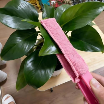 Leaf Cleaning Tongs Washable Reusable Microfiber Sleeves and Gloves Plants Cleaning Set for House Plants, Window Blind (Pink) - color: Pink
