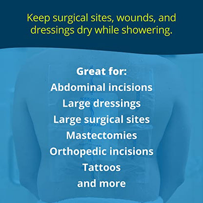 AquaGuard Wound Cover for Showering, 12 in x 24 in, 98 Shower Sheets - size: 12" x 24", style: Case of 98 Sheets