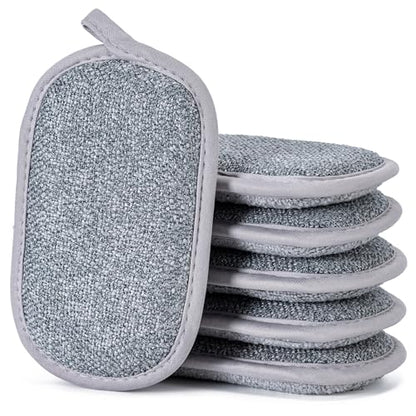 Non Scratch Scrub Sponge-6pack, Dual-Sided Sponges Kitchen(L,Gray) - color: Gray, size: Large(Pack of 6)