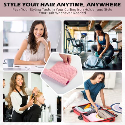 Silicone Heat Resistant Mat for Hair Tools, 11" x 7.5", Pink - color: Pink