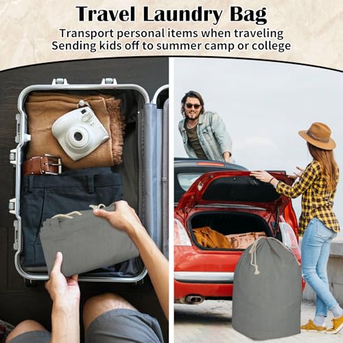 Canvas Laundry Bag with Handles & Square Base, Gray, 13.8"Wx13.8"Dx27.6"H - color: Gray | Square Base, size: 13.8"Wx13.8"Depthx27.6"H
