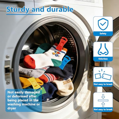 24Pcs Washing Machine & Dryer Sock Clips, Non-Slip Clips with Hooks, Laundry Holders & Organizers for Storage