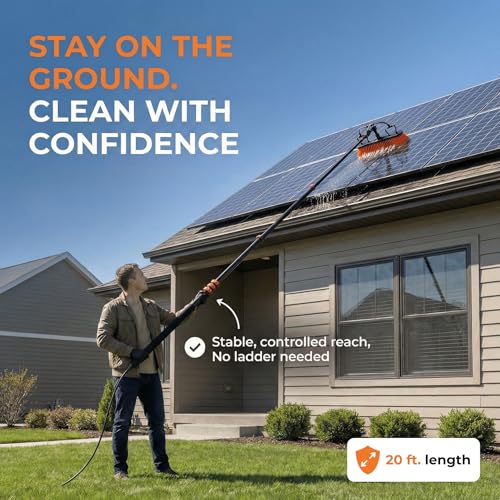Briliantwerk Solar Panel Cleaning Brush 20 ft Extension Pole