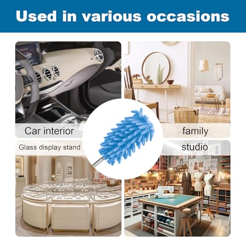 Microfiber Feather Duster with 29 in Telescoping Pole and Bendable Head for Ceiling Fans, Ceilings, Blinds, Furniture and Cars, Blue - color: Blue