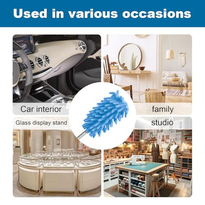 Microfiber Feather Duster with 29 in Telescoping Pole and Bendable Head for Ceiling Fans, Ceilings, Blinds, Furniture and Cars, Blue - color: Blue