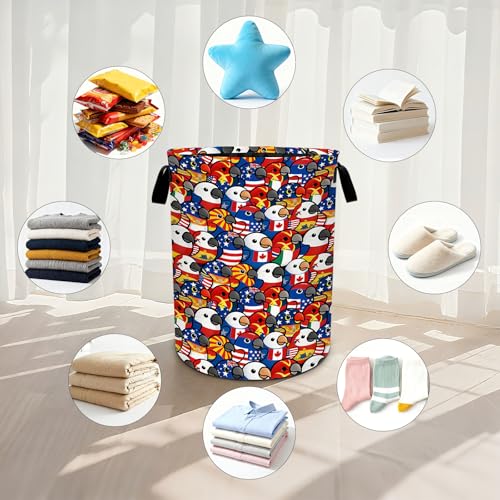 Parrot Laundry Basket Waterproof Laundry Hamper Foldable Laundry Bag with Handles for Bedroom, Bathroom, Office, Clothes Storage - color: Parrot
