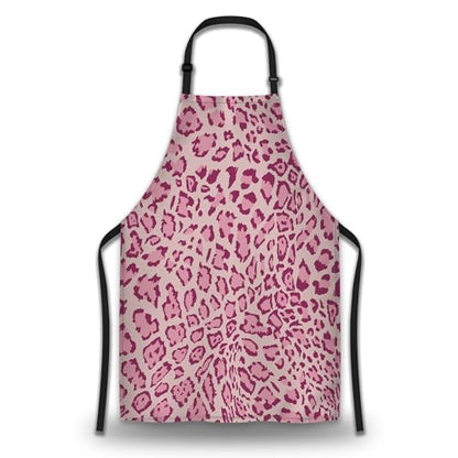 Chef Apron for Men Pink Leopard Funny Aprons for Women for Kitchen Cooking Restaurant BBQ Painting Crafting 27” (W) x 31” (H), Waterproof Aprons - color: Pink Leopard