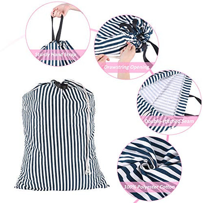 SWISSELITE Laundry Bag with Handle and Drawstring, Large Heavy Duty Laundry Bag, 28 x 40 Inches Travel Dirty Clothes Bag for Laundromat and Household - color: Stripe Green