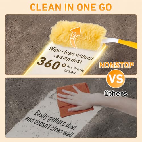 Duster Refills for Swiffer Duster, 50 Count Heavy Duty 2 Side 360° Dusters Refill Kit with 1 Handle, 4X Microfibers, Disposable Multi-Surface Duster for Cleaning Furniture Blinds Ceiling Fan - color: 50 Refills & 1 Short Handle