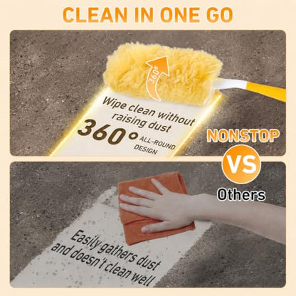 Duster Refills for Swiffer Duster, 50 Count Heavy Duty 2 Side 360° Dusters Refill Kit with 1 Handle, 4X Microfibers, Disposable Multi-Surface Duster for Cleaning Furniture Blinds Ceiling Fan - color: 50 Refills & 1 Short Handle