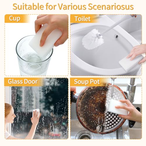 Trendbox 50 Pack Melamine Sponges Magic Cleaning Sponges in Bulk Melamine Foam for Dishes Eraser Sponges for Cleaning - size: 3.9x2.4x0.8 Inch (Pack of 50)