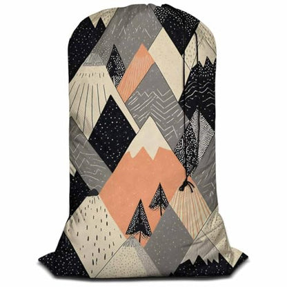 Swono Mountains Large Travel Laundry Bag - Washable Wet/Dry Bag for Dirty Clothes - Scandinavian Style Landscape Tree Boho Art - 28x40 Inch - color: Mountains