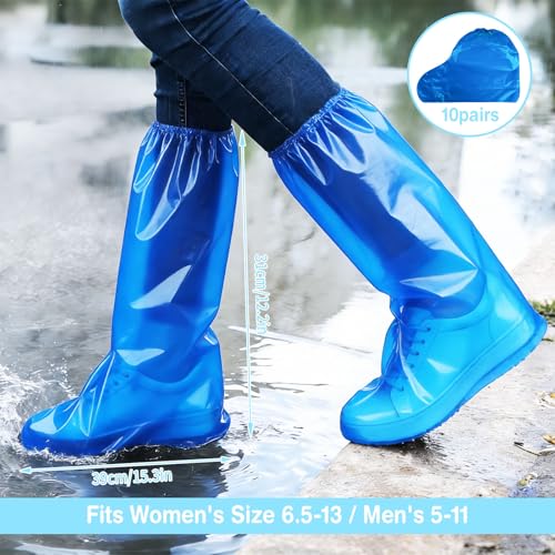 20Pcs(10 pairs) Thickened Waterproof Shoe Covers for Rain, Clear Rain Shoe Covers, One Size Fits Most - color: Blue, size: 10P L Adults