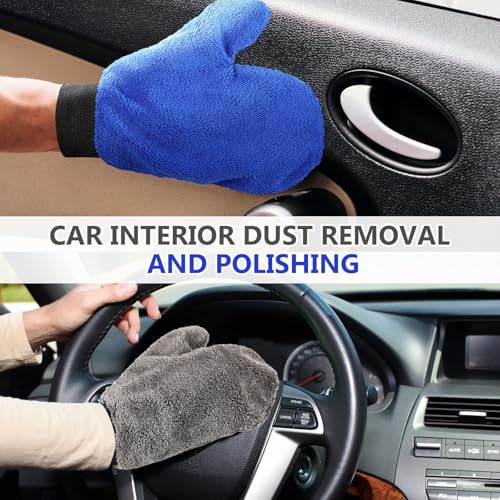 Teenyyou 6 Pcs Car Wash Mitts Microfiber, Blue, Grey, 9.84 x 7.87 Inch - color: Blue, Grey, size: 9.84 x 7.87 Inch