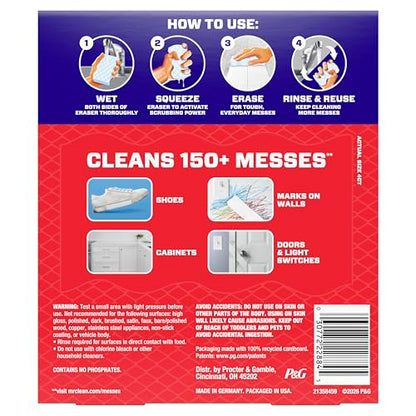 Mr. Clean Magic Eraser Sponge, All Purpose Cleaner, Cleaning Scrubber, Wall, Sneaker, Kitchen, Bathroom, Shower Cleaner, Cleaning Supplies, Melamine Sponge, Cleaning Pads, Extra Durable, 4ct