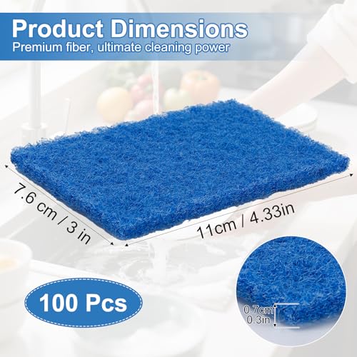 100 Pcs Scouring Pads, 4.3 X 3 X 0.3 in, Multicolor