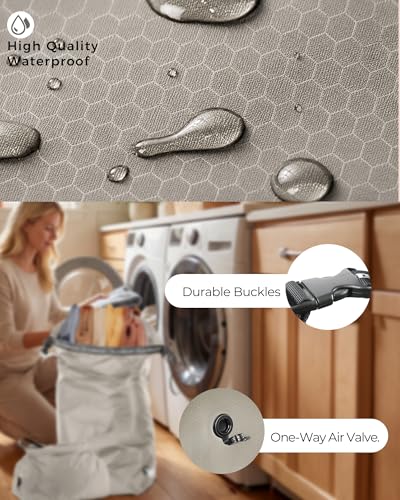 Travel Laundry Bag, Pump-Free Vacuum Compression Dirty Clothes Bag, Extra Large Reusable Waterproof & Washable Laundry Bag, Ideal for Suitcases, Road Trip Essentials, Gray, 1 Pack (XL) - color: Gray, size: 24"L x 34"W x 7.5"H