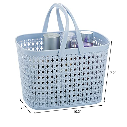 Frcctre 3 Pack Portable Shower Caddy Basket, Plastic Storage Baskets with Handle Plastic Tote Storage Basket Easter Baskets Toiletry Organizer for Bathroom, Kitchen, Pantry, College Dorm