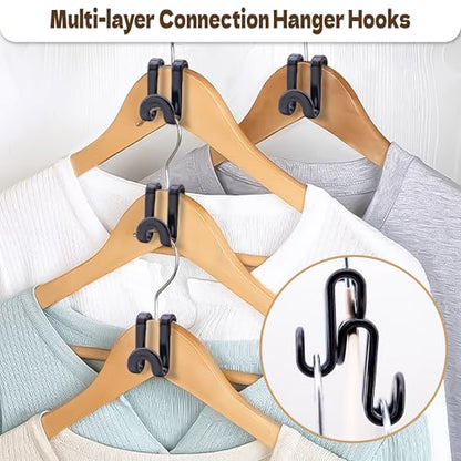 Mlici Clothes Hanger Connectors - 60 Pcs Multi-Level Cascading Hooks, Black - color: Black