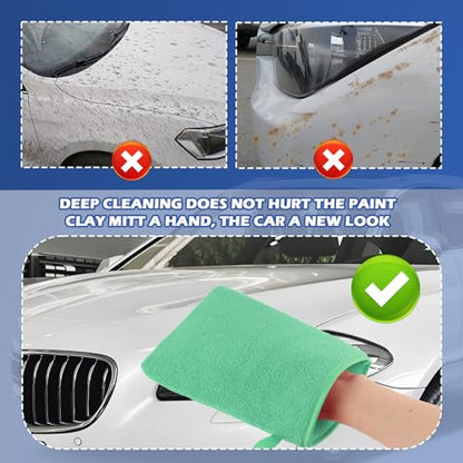2PCS Car Clay Mitt Auto Detailing,Soft Clay Bar Mitt for Cleaning Car Surfaces,Anti-Scratch Clays Mitts for Cars Detailings to Replace Traditional Clays Bar Cars Accessories (Green) - color: Green