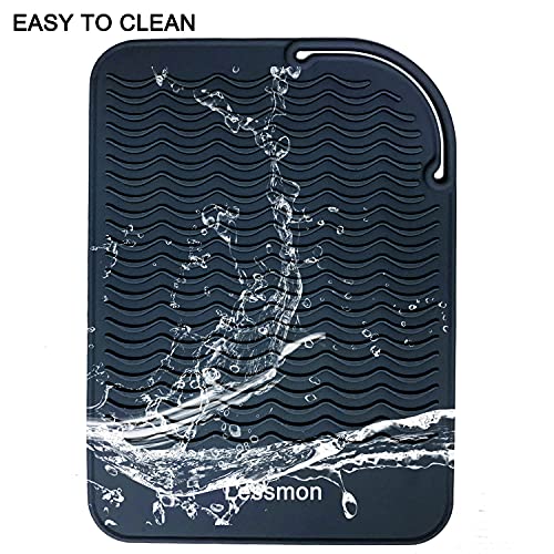 Lessmon Large Heat Resistant Mat for Hair Styling Tools, 11 x 7.5 in, Black - color: Black