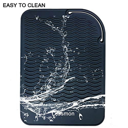 Lessmon Large Heat Resistant Mat for Hair Styling Tools, 11 x 7.5 in, Black - color: Black