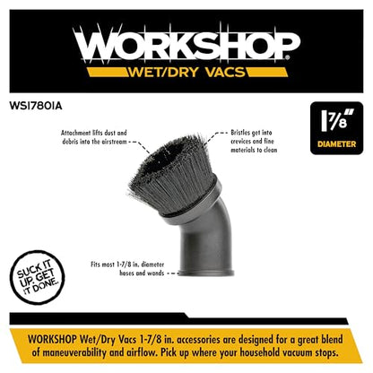 WORKSHOP Wet/Dry Vacs WS17801A 1-7/8-in. Dusting Brush Vacuum Attachment - size: 1-7/8"