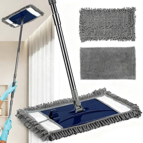 Wall Cleaner Mop with Long Handle, Extra Wall Dust Mop for Washing Walls with 2 Microfiber Reusable Pads,Floor Dry Wet Duster Mops for Wall Washer, Floor,Ceiling Cleaning，Blue - color: Blue, size: Wall Mop - 2 Microfiber Pads