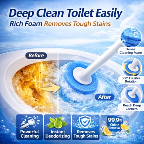 Disposable Toilet Cleaning System with 40 Refills, Toilet Wand Kit with Holder, Wall Mounted Toilet Brush Set for Deep Cleaning Bathroom Bowl, Hygienic Toilet Bowl Cleaner Kit (1PCS40) - size: Toilet Brush + 40Refills