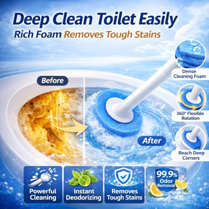 Disposable Toilet Cleaning System with 40 Refills, Toilet Wand Kit with Holder, Wall Mounted Toilet Brush Set for Deep Cleaning Bathroom Bowl, Hygienic Toilet Bowl Cleaner Kit (1PCS40) - size: Toilet Brush + 40Refills